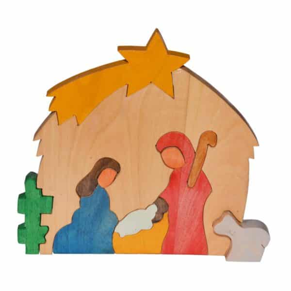 Mini Krippe Olivenholz Puzzle - Weihnachtskrippe Holzpuzzle 13x11cm | Bejol Bastelshop