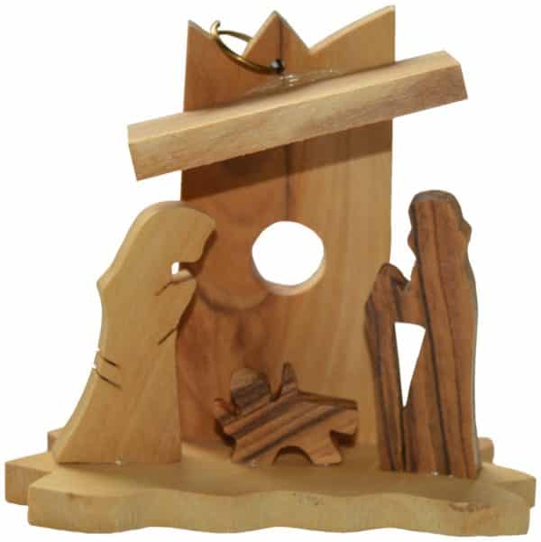 Holz Anhänger Minikrippe Olivenholz Christbaumschmuck Bethlehem 6cm | Bejol Bastelshop