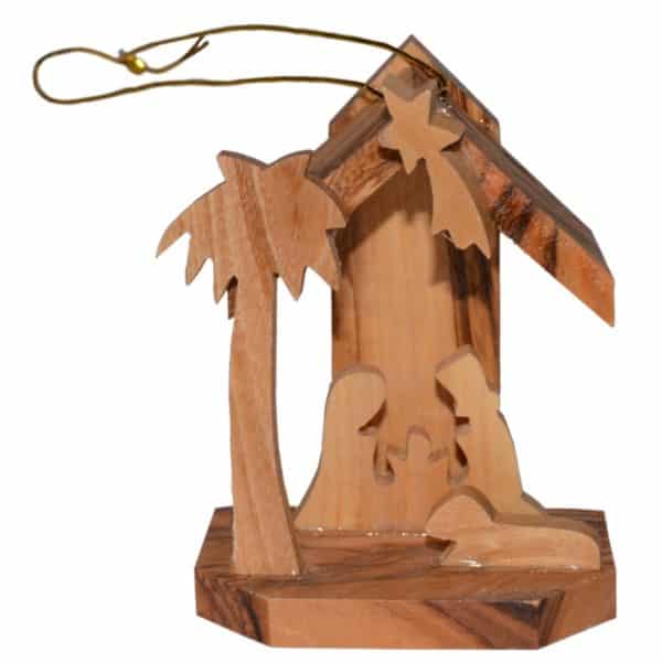 Holz Anhänger Minikrippe Olivenholz Christbaumschmuck Bethlehem 6cm | Bejol Bastelshop
