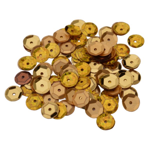 Pailletten 6mm rund gewölbt - gold - zum Annähen, 30g (ca. 2500 Stück) | Bejol Bastelshop