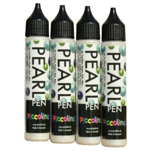 Piccolino Pearl Pen Set 4x28ml - Perlen Pen für Textil Papier Holz Metall