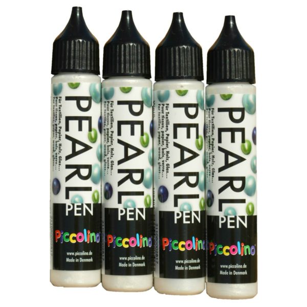 Piccolino Pearl Pen Set 4x28ml - Perlen Pen für Textil Papier Holz Metall | Bejol Bastelshop