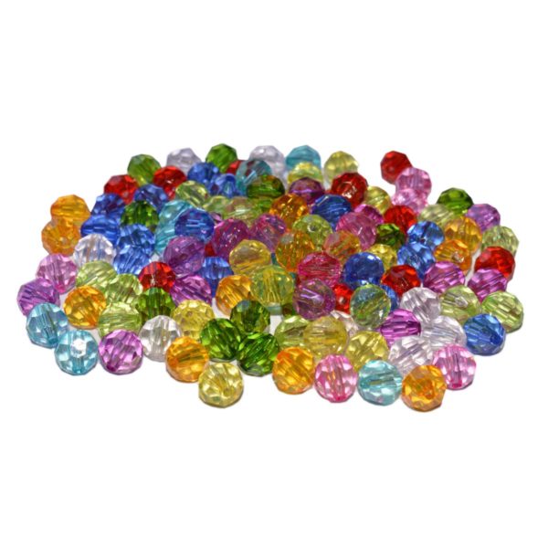 Acrylperlen transparent - Facettenperlen 8mm Bunt Mix, 65g (ca. 230Stück) | Bejol Bastelshop