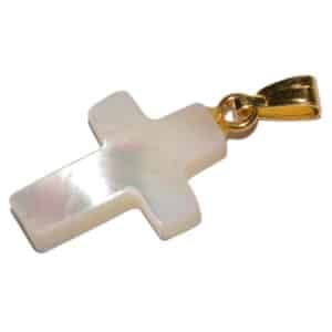 Perlmutt Kreuz Anhänger 18x12mm