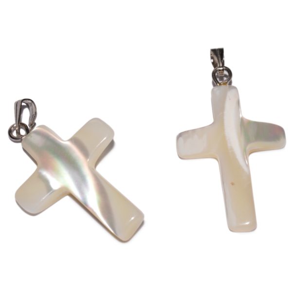 Perlmutt Kreuz Anhänger 24x19mm