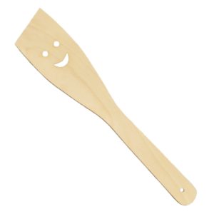 Pfannenwender mit Gesicht lachend - Holz Kochlöffel zum Löffelfiguren basteln