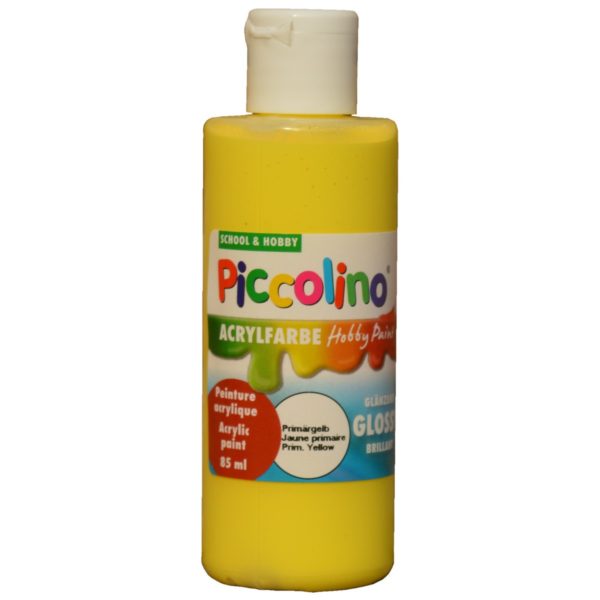 Glänzende Acrylfarbe Piccolino Hobby Paint, Primär-Gelb 85ml Flasche | Bejol Bastelshop