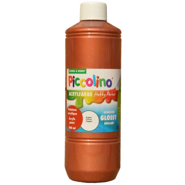 Glänzende Acrylfarbe Piccolino Hobby Paint, Kupfer 500ml Flasche | Bejol Bastelshop