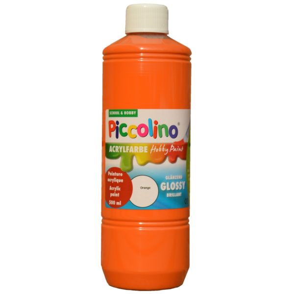 Glänzende Acrylfarbe Piccolino Hobby Paint, Orange 500ml Flasche | Bejol Bastelshop