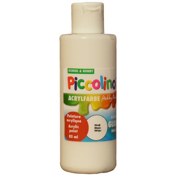 Glänzende Acrylfarbe Piccolino Hobby Paint, Weiß 85ml Flasche | Bejol Bastelshop