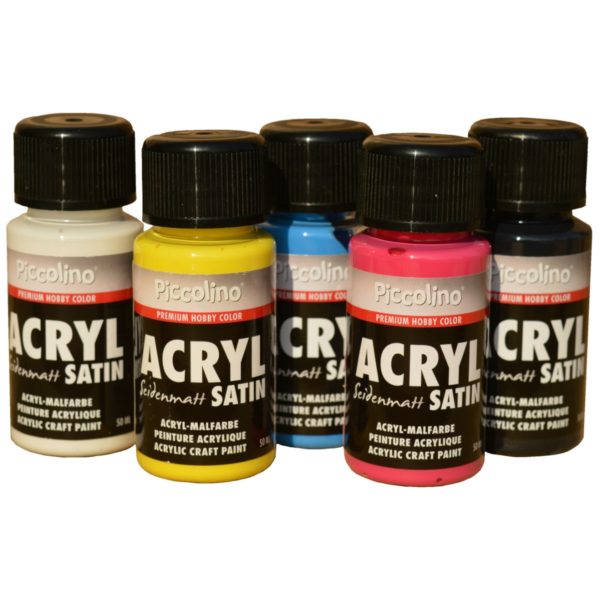 Piccolino Primärfarben Set matt 5x50ml - Acryl Satin - Acrylfarben seidenmatt | Bejol Bastelshop