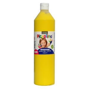 Piccolino Fingerfarbe gelb, 750 ml Flasche. Wasserlösliche Fingermalfarbe für Kinder in leuchtenden Farben.