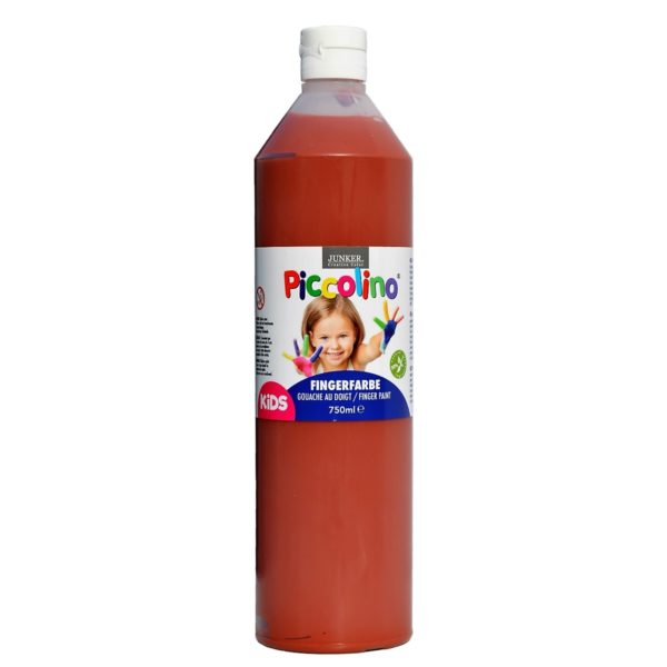 Piccolino Fingerfarbe braun, 750 ml Flasche. Wasserlösliche Fingermalfarbe in leuchtenden Farben. Ideal für Kinder, Therapie und Altenpflege