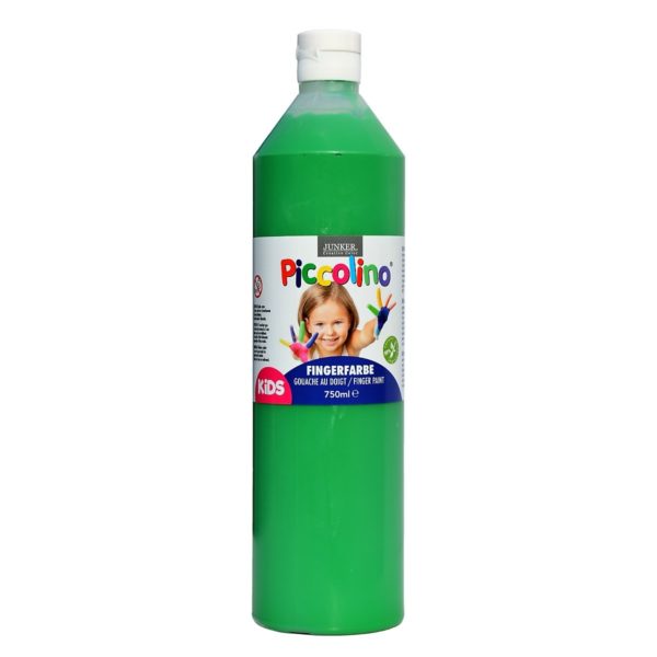 Piccolino Fingerfarbe grün, 750 ml Flasche. Wasserlösliche Fingermalfarbe in leuchtenden Farben. Ideal für Kinder, Therapie und Altenpflege