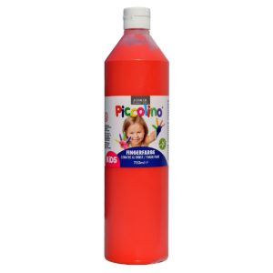 Piccolino Fingerfarbe rot, 750 ml Flasche. Wasserlösliche Fingermalfarbe für Kinder in leuchtenden Farben.