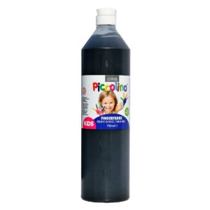 Piccolino Fingerfarbe schwarz, 750 ml Flasche. Wasserlösliche Fingermalfarbe in leuchtenden Farben. Ideal für Kinder, Therapie und Altenpflege