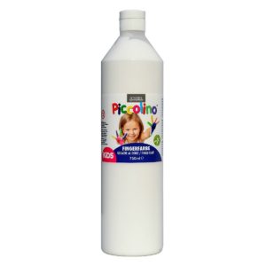 Piccolino Fingerfarbe weiß, 750 ml Flasche. Wasserlösliche Fingermalfarbe für Kinder in leuchtenden Farben.