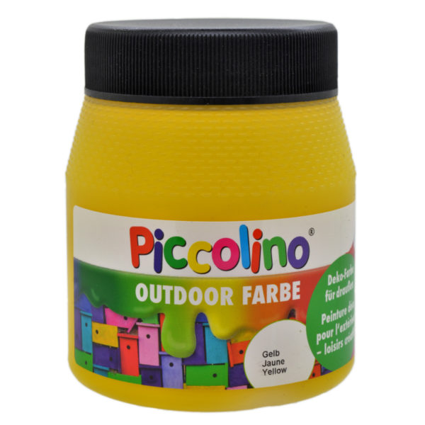 Piccolino Outdoor Dekofarbe Gelb 250ml - umweltfreundliche Bastelfarbe für draußen | Bejol Bastelshop