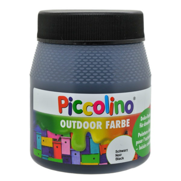 Piccolino Outdoor Dekofarbe Schwarz 250ml - umweltfreundliche Bastelfarbe für draußen | Bejol Bastelshop