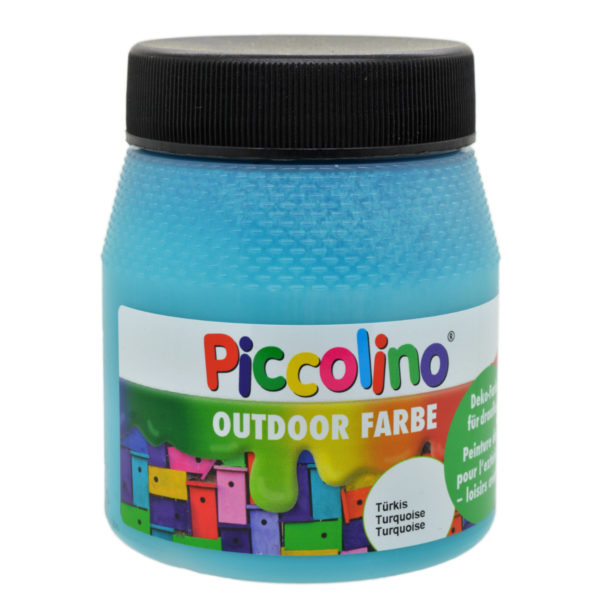 Piccolino Outdoor Dekofarbe Türkis 250ml - umweltfreundliche Bastelfarbe für draußen | Bejol Bastelshop