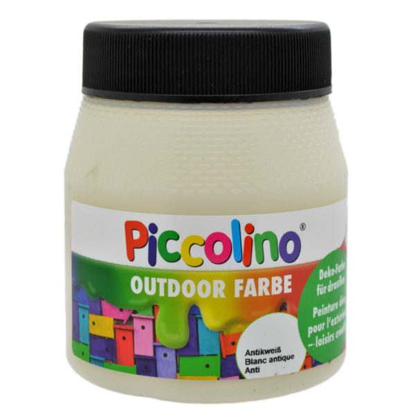 Piccolino Outdoor Dekofarbe Antik-Weiß 250ml - umweltfreundliche Bastelfarbe für draußen | Bejol Bastelshop