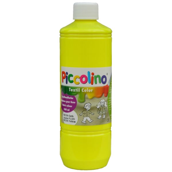 Piccolino Textilmalfarbe Neon-Gelb 500ml - Textilfarbe Stoff-Malfarbe | Bejol Bastelshop