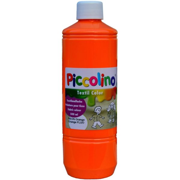 Piccolino Textilmalfarbe Neon-Orange 500ml - Textilfarbe Stoff-Malfarbe | Bejol Bastelshop