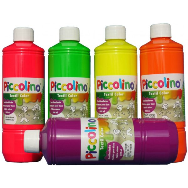 Textilfarben Set Piccolino Stoffmalfarben Set Neon 5x 500ml