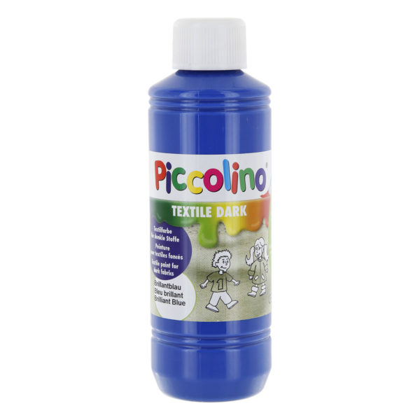 Piccolino Textilfarbe, Stoffmalfarbe für dunkle Stoffe, 250ml blau