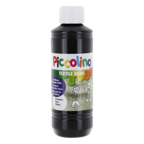 Piccolino Textilfarbe, Stoffmalfarbe dunkle Stoffe, 250ml schwarz