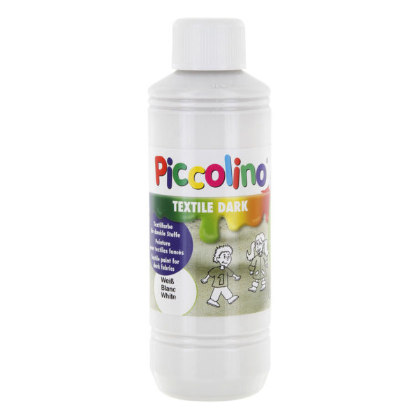 Piccolino Textilfarbe Stoffmalfarbe für dunkle Stoffe, weiß, 250ml