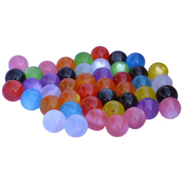 Polyester Perlen - Plastikperlen satiniert, transluzent 14mm, 200g (ca.125 Stk) | Bejol Bastelshop