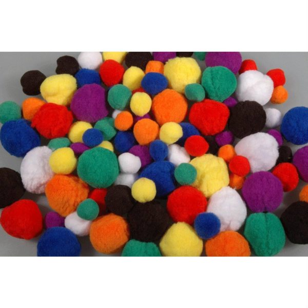 Pompons 96 Stück - Pom Poms bunt gemischt, verschiedene Farben & Größen | Bejol Bastelshop