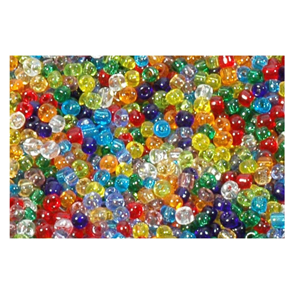 6/0 4mm Rocailles Perlen Bunt Mix, transparent - 1kg Großpackung ca. 13.300 St | Bejol Bastelshop