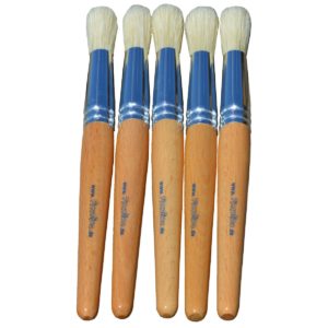 5er Set Stupfpinsel Schablonierpinsel & dicker Kinderpinsel - runde Borsten Ø1,3cm