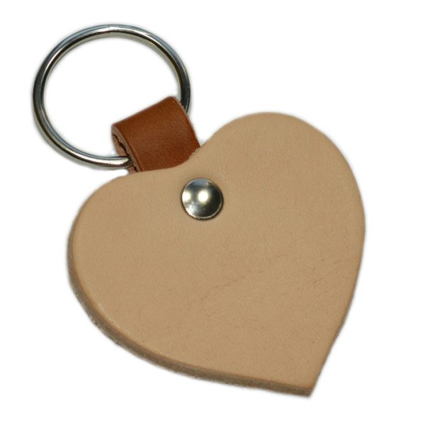 Schlüsselanhänger Herz aus Leder natur 4,8cm - geeignet zum Basteln & Bemalen | Bejol Bastelshop