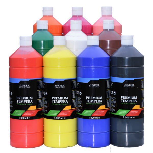 Schulmalfarben Set 10x1000ml - JUNKER Premium Tempera für Schule & Hobby | Bejol Bastelshop