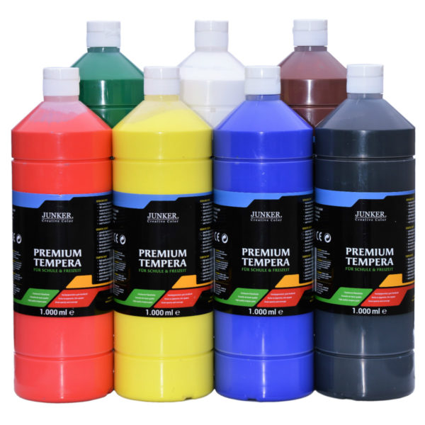 Schulmalfarben Set 7x1000ml - JUNKER Premium Tempera für Schule & Hobby | Bejol Bastelshop