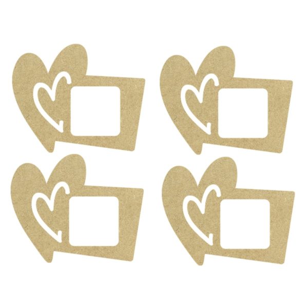 4x Holz Serviettenringe Herz - Hochzeit Serviettenhalter MDF zum Selbst Gestalten