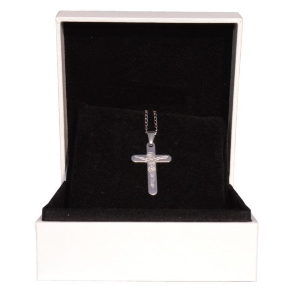 Silber Halskette Kreuz mit graviertem Korpus 30mm | Bejol Bastelshop