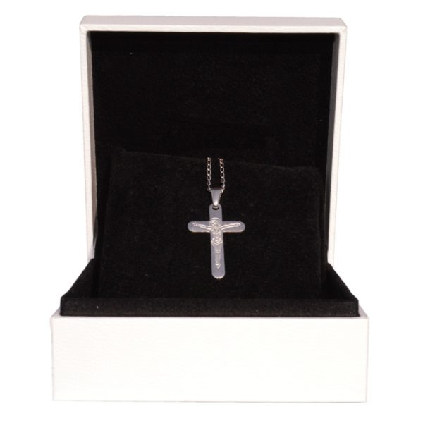 Silber Halskette Kreuz mit graviertem Korpus 30mm