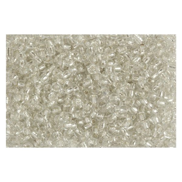 Rocailles Silbereinzug 2,6mm Silverline Perlen farblos transparent - 500g Großpackung (ca.19000 St) | Bejol Bastelshop