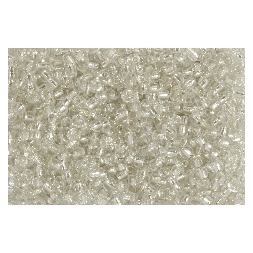 Rocailles Silbereinzug 2,6mm Silverline Perlen farblos transparent - 1kg Großpackung (ca.38500 St) | Bejol Bastelshop