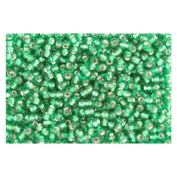 Rocailles Silbereinzug 2,6mm Silverline Perlen grün - 500g Großpackung (ca.19000 St) | Bejol Bastelshop