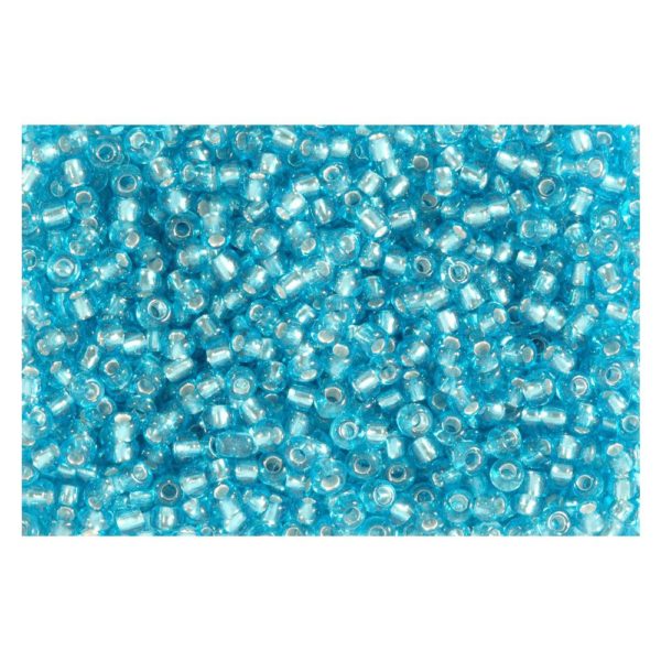 Rocailles Silbereinzug 2,6mm Silverline Perlen hellblau - 500g Großpackung (ca.19000 St) | Bejol Bastelshop