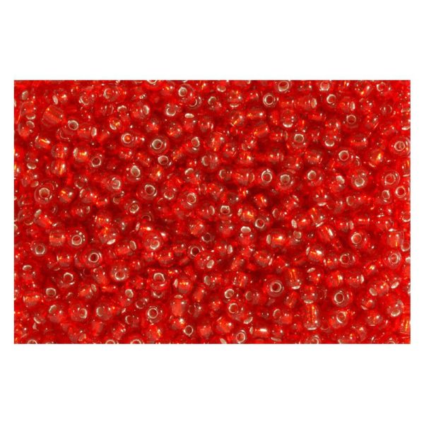 Rocailles Silbereinzug 2,6mm Silverline Perlen rot - 500g Großpackung (ca.19000 St) | Bejol Bastelshop