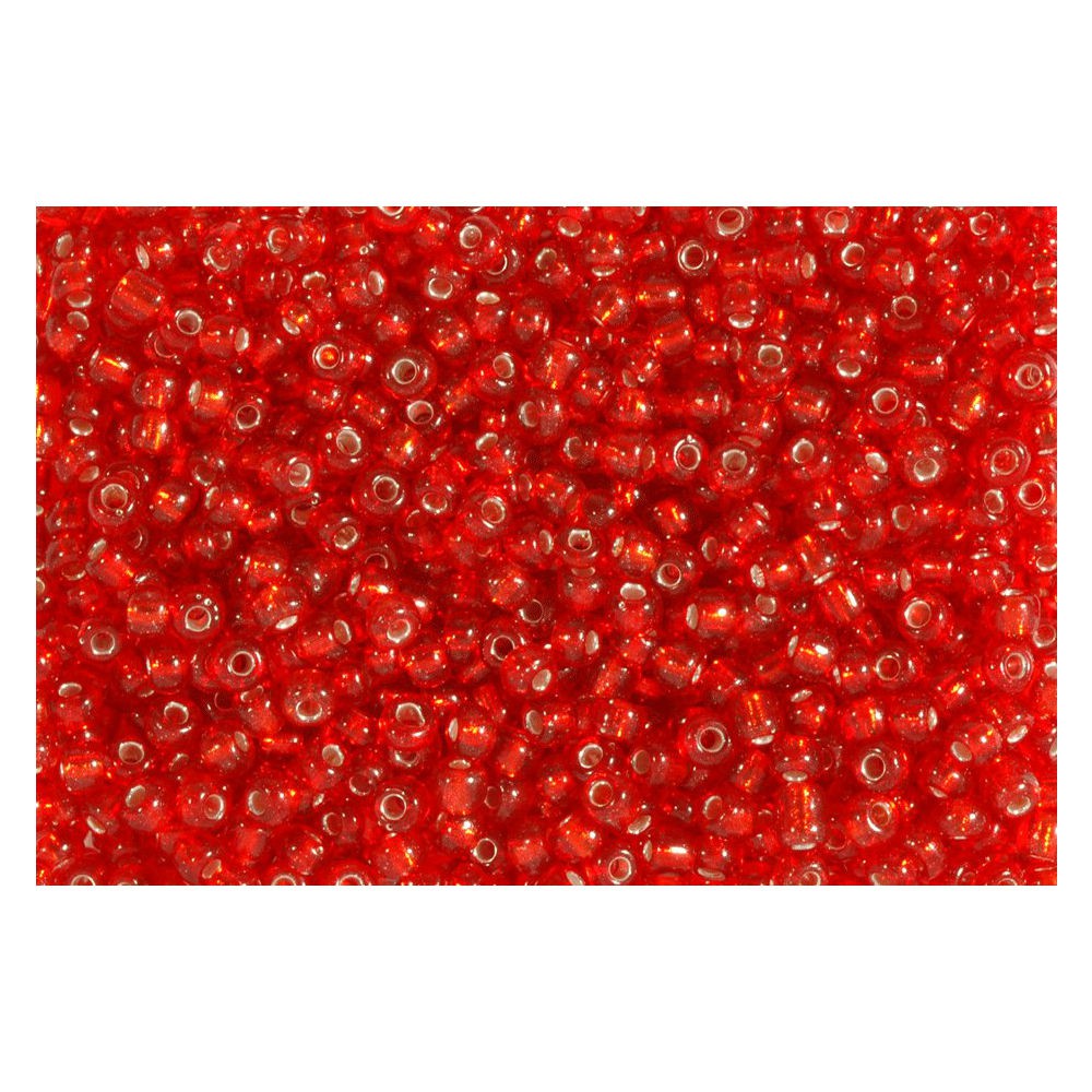 Rocailles Silbereinzug 2,6mm Silverline Perlen rot - 1kg Großpackung (ca.38500 St) | Bejol Bastelshop