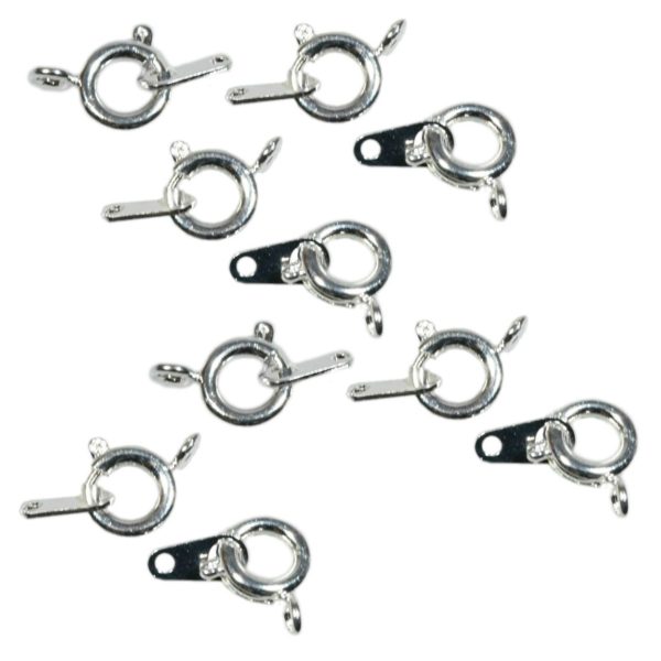 Federringverschluss Springring 6mm versilbert mit Einhängeöse Endstück, 10 Stk