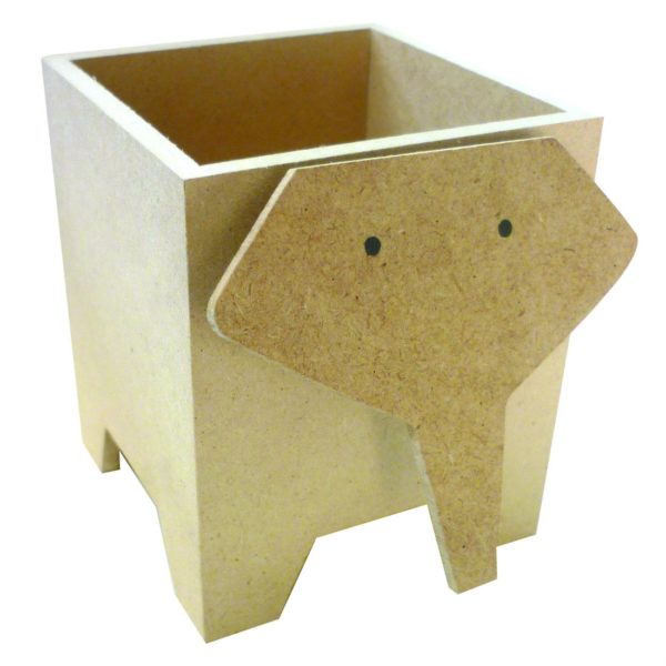 Stiftebecher Stiftebox Elefant aus Holz natur zum Selbstgestalten 12x8,5x10cm | Bejol Bastelshop