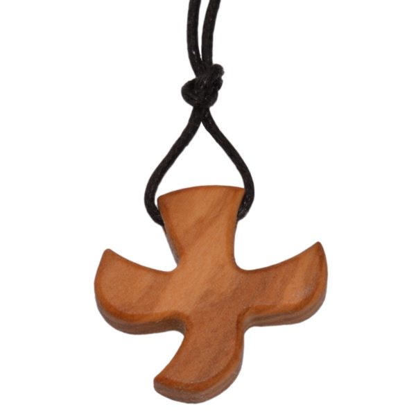 Taize Kreuz Anhänger Taube Olivenholz am Band 3x3cm | Bejol Bastelshop